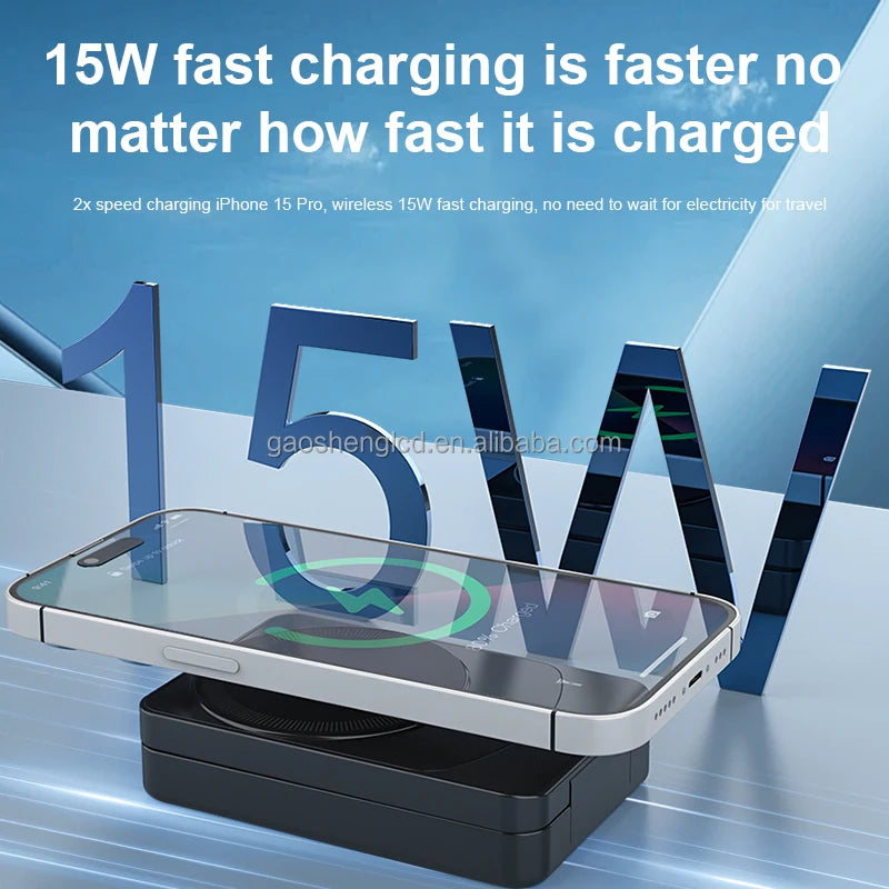 2025 3 in 1 Wireless Charger Station 15w 3 in 1 Foldable Cube Rotating Wireless Charger Magnetic Charging Holder for iPhone