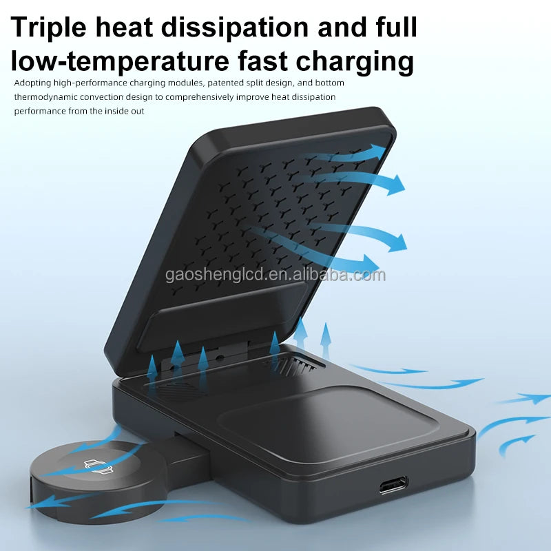 2025 3 in 1 Wireless Charger Station 15w 3 in 1 Foldable Cube Rotating Wireless Charger Magnetic Charging Holder for iPhone