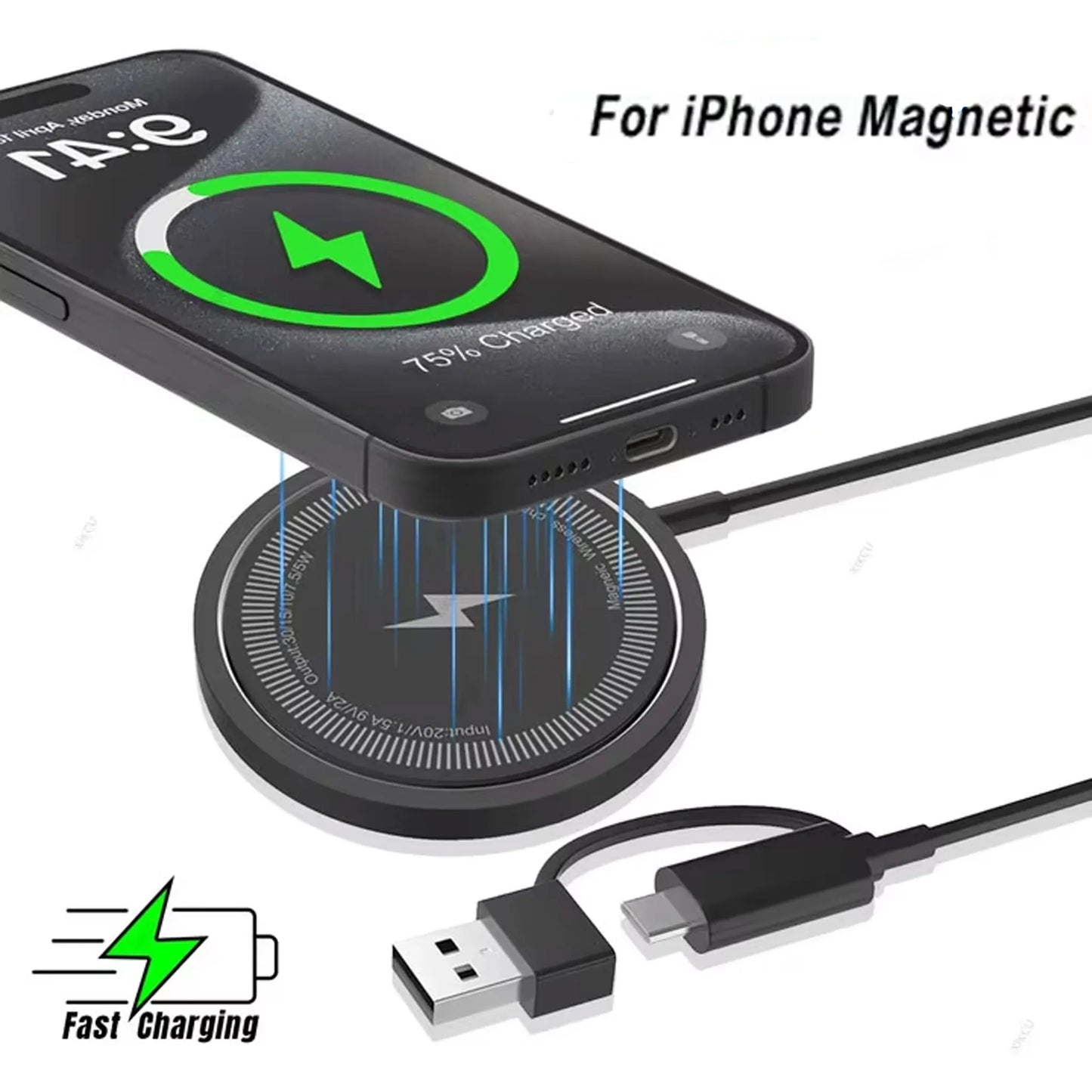 200W For Magsafe Wireless Charger Desk Phone Charge Pad For iPhone 16 15 14 13 12 Pro Max AirPods 4/3 Pro Fast Charging Station