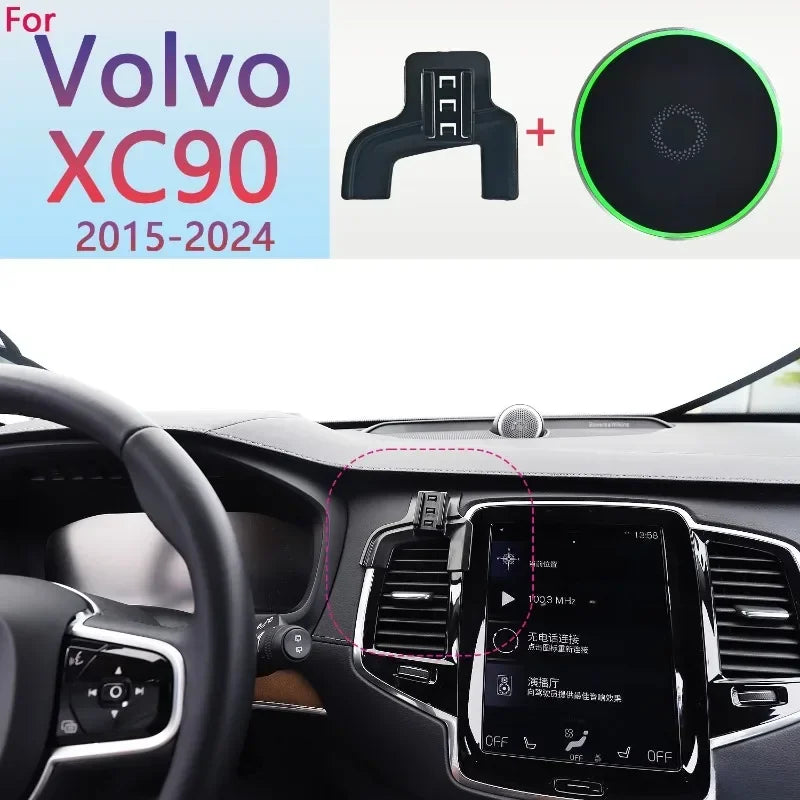 For Volvo XC90 2015 2016 2017 2018-2023 2024 Magnetic Car Phone Holder 15W Wireless Charging MagSafe Base Car Accessories Holder