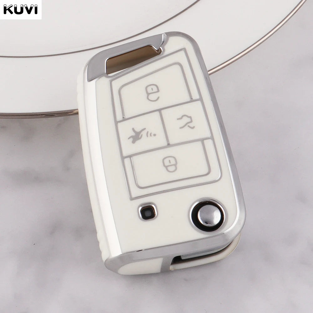 3 4 Buttons Car Key Case Cover Fob For VW Volkswagen Golf 7 MK7 Tiguan MK2 For SEAT Ateca Leon FR 2 Ibiza For Skoda Octavia A7