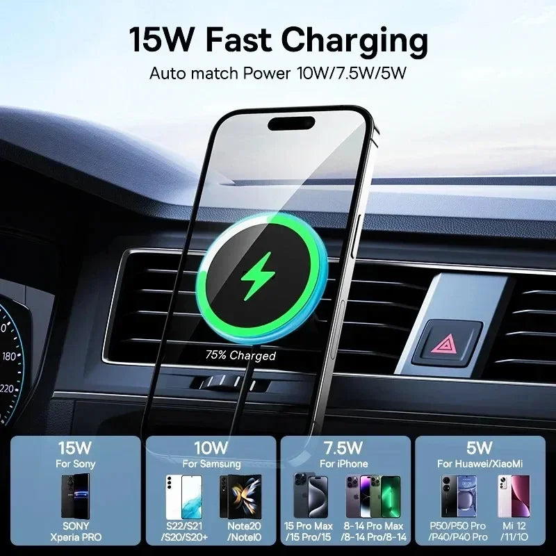 For Volvo XC90 2015 2016 2017 2018-2023 2024 Magnetic Car Phone Holder 15W Wireless Charging MagSafe Base Car Accessories Holder