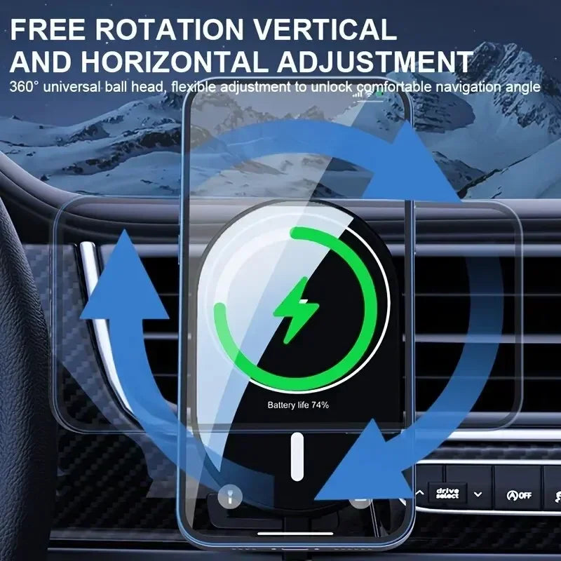 Magnetic Car Wireless Charger Holder for Magsafe iPhone 12 13 14 15 16 17 Pro Max Air Vent Car Stand Fast Car Charging Station